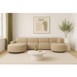 Olio Primo Nowoczesny narożnik w kształcie litery U Tkanina Raven 34